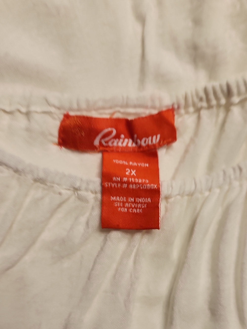 Rainbow White Rayon Blouse - 2X
